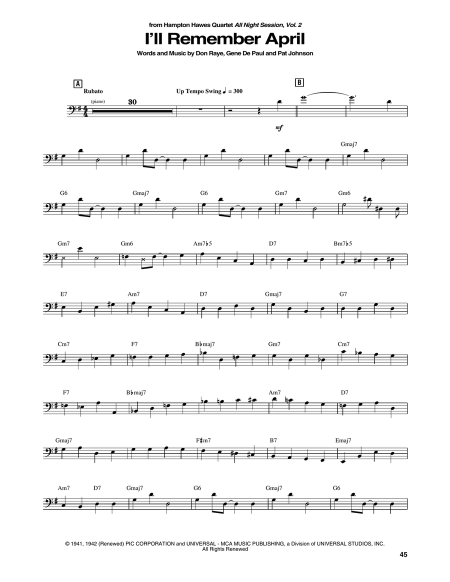 I'll Remember April I'll Remember April Bass Voice scores gallery preview page 1