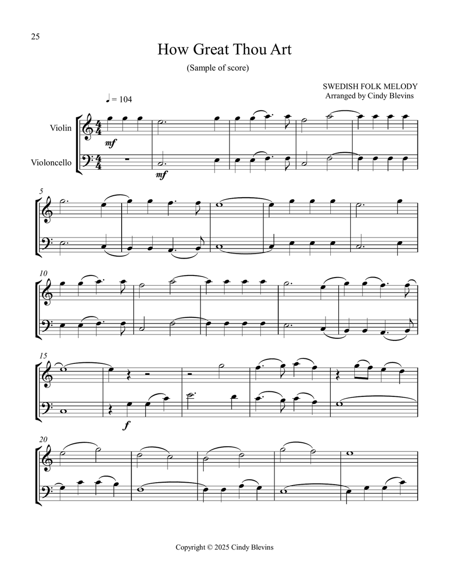 12 Favorite Hymns, Book 1, Violin and Cello String Duet scores gallery preview page 4