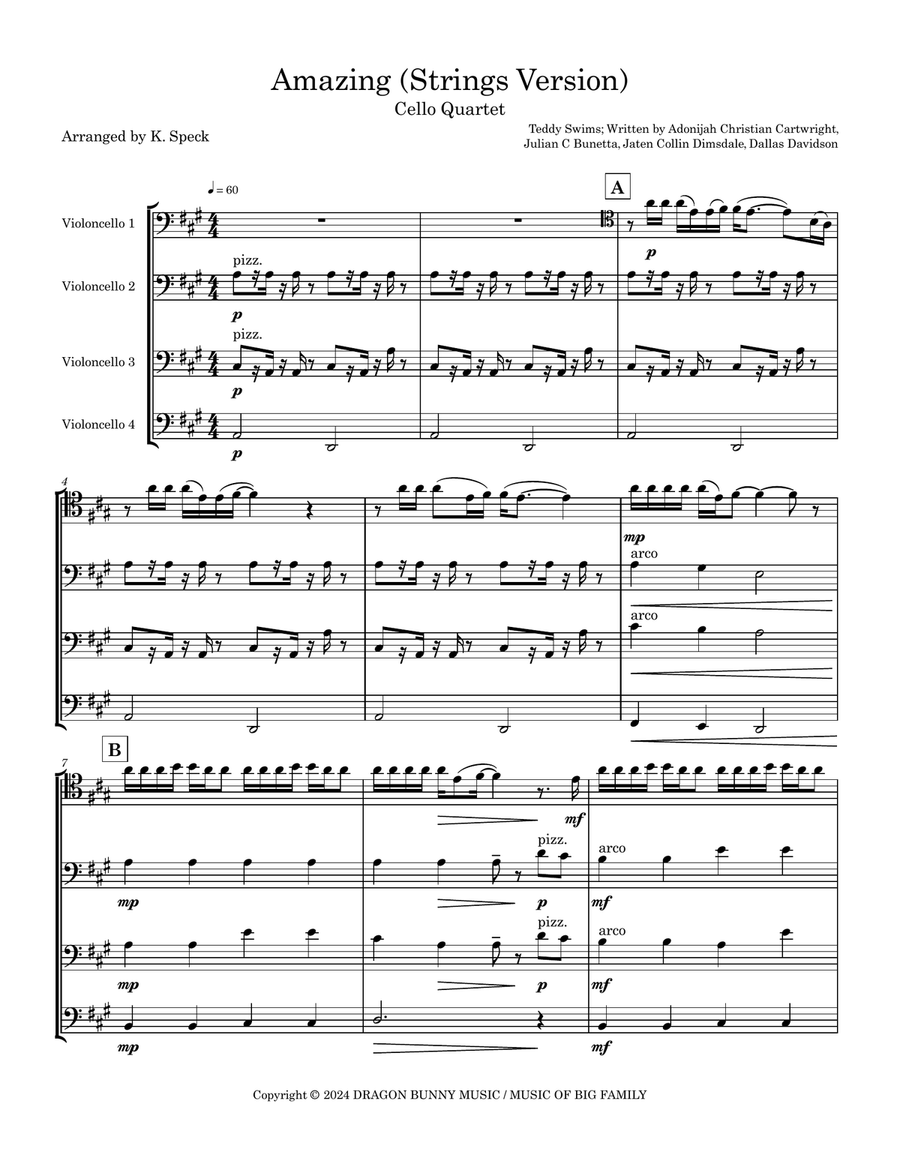 Amazing Amazing String Quartet scores gallery preview page 1