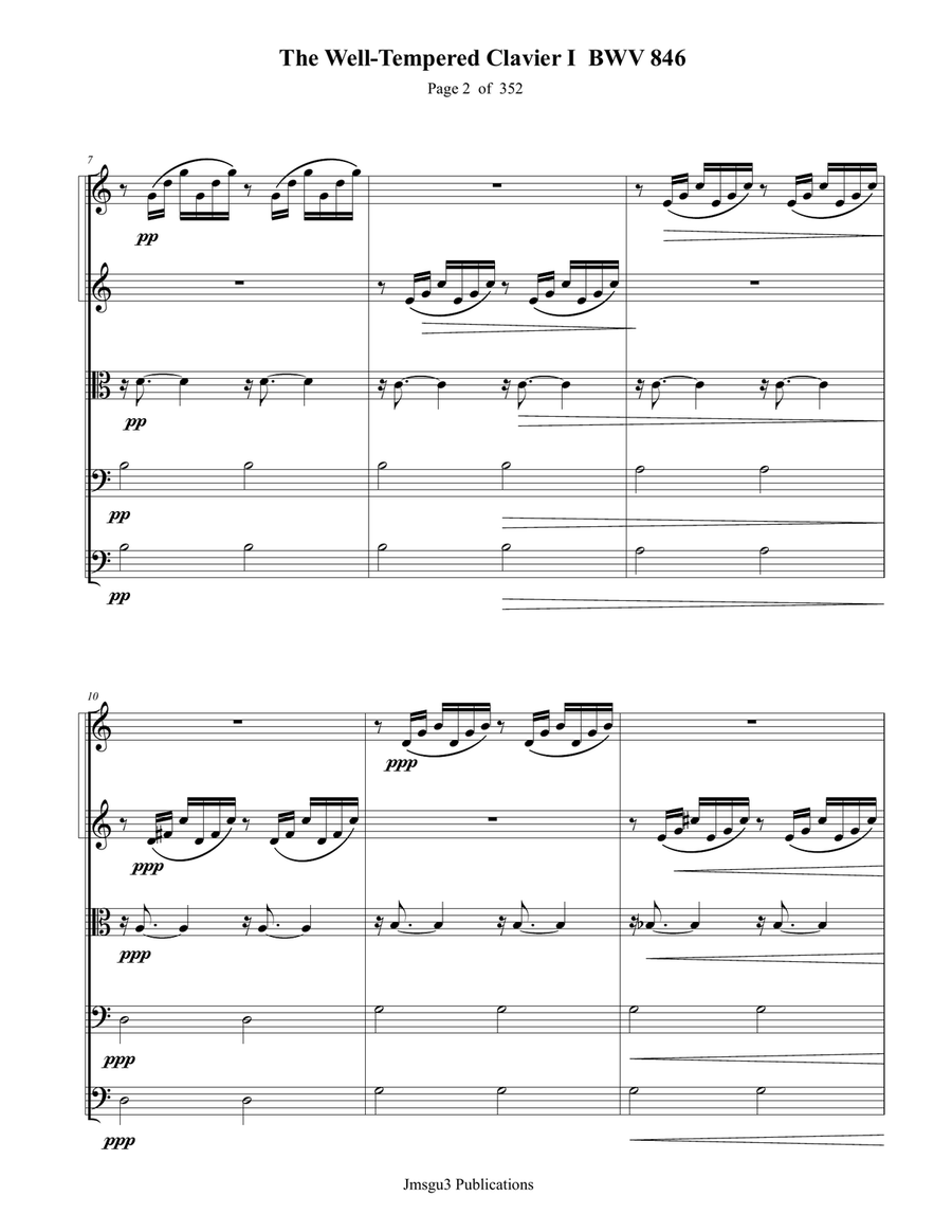 Bach: THe Well-Tempered Clavier I for String Orchestra - Score Only String Orchestra scores gallery preview page 2