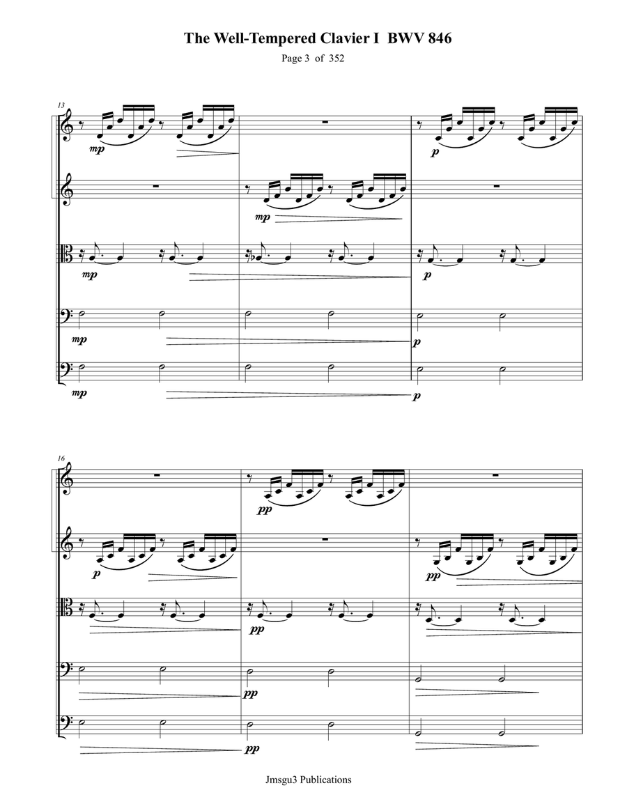 Bach: THe Well-Tempered Clavier I for String Orchestra - Score Only String Orchestra scores gallery preview page 3