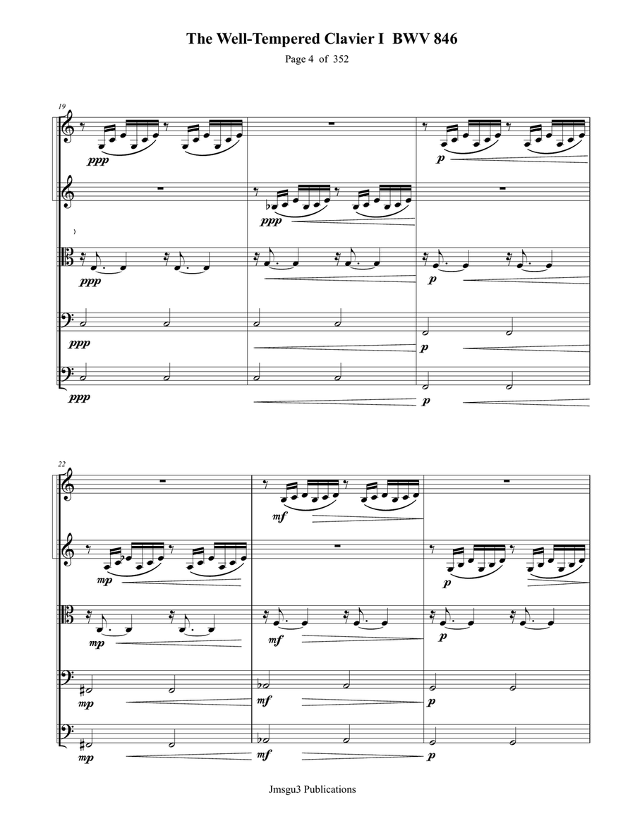 Bach: THe Well-Tempered Clavier I for String Orchestra - Score Only String Orchestra scores gallery preview page 4