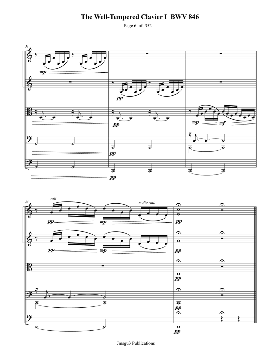 Bach: THe Well-Tempered Clavier I for String Orchestra - Score Only String Orchestra scores gallery preview page 6