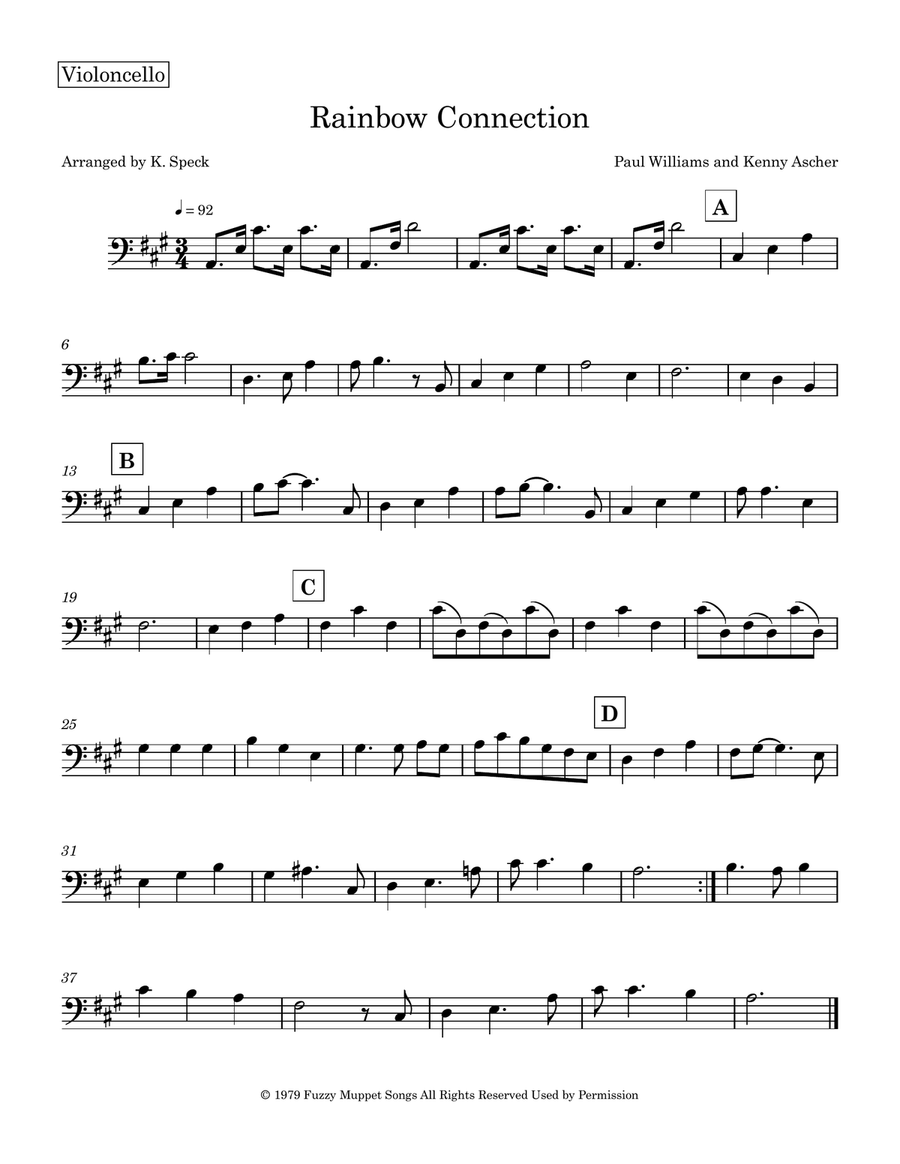 Rainbow Connection Rainbow Connection Cello Solo scores gallery preview page 1