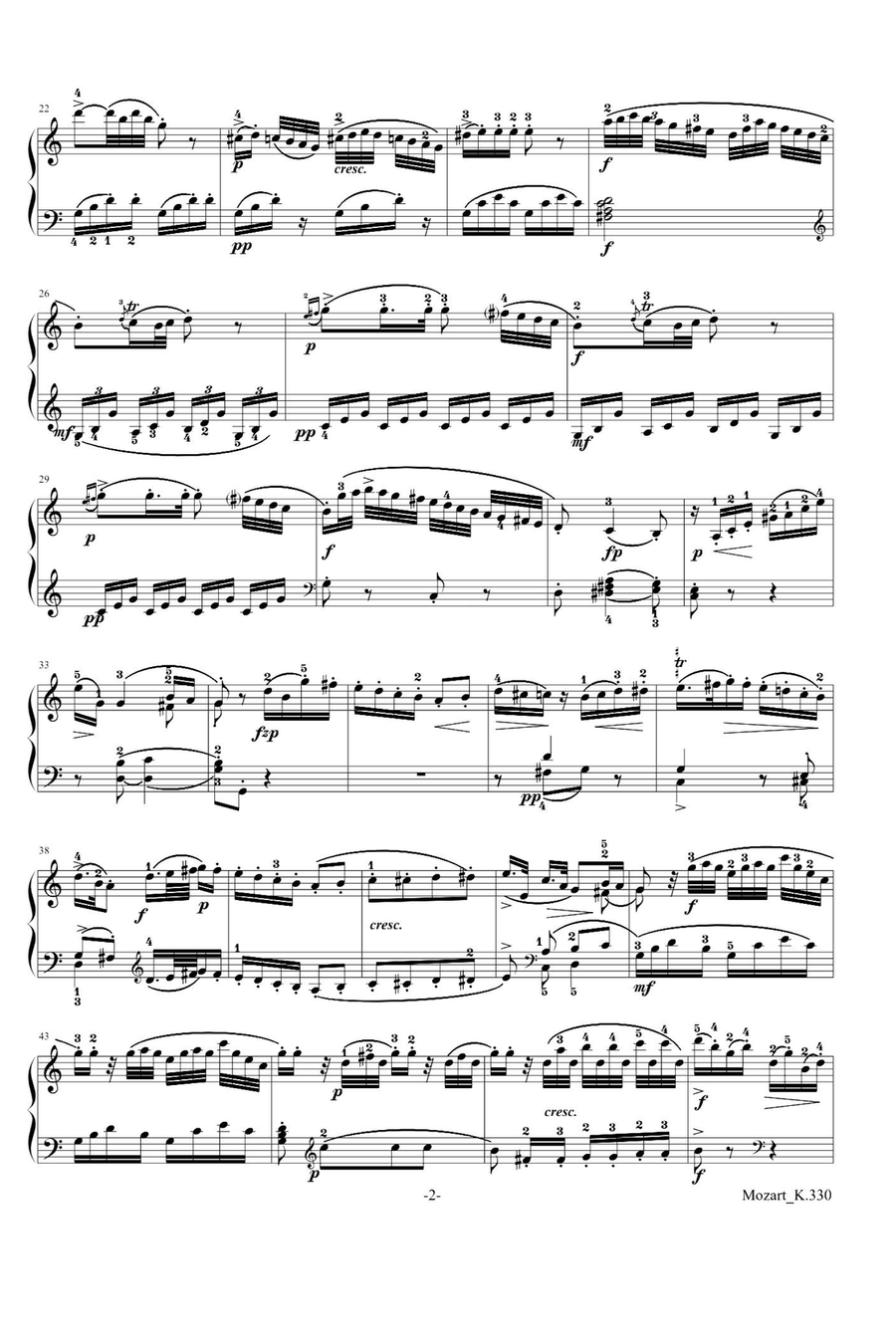 Piano Sonata NO.10 K.330 - Wolfgang Amadeus Mozart Piano Solo scores gallery preview page 2