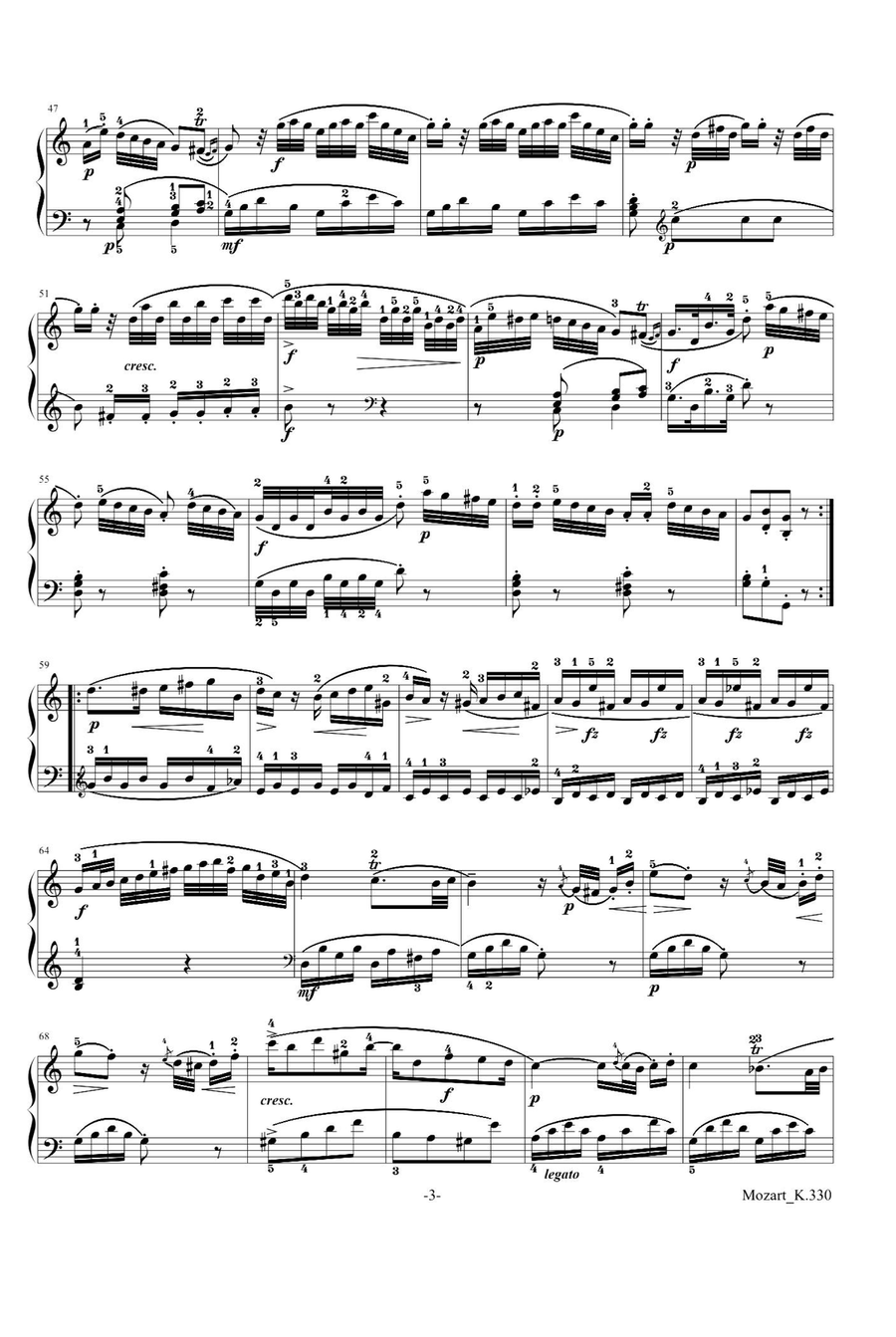 Piano Sonata NO.10 K.330 - Wolfgang Amadeus Mozart Piano Solo scores gallery preview page 3
