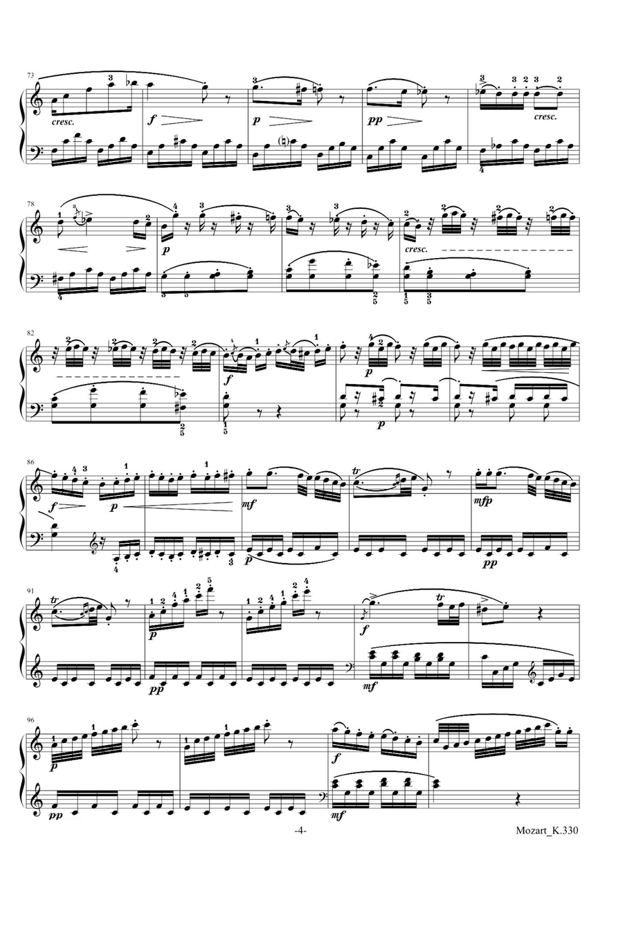 Piano Sonata NO.10 K.330 - Wolfgang Amadeus Mozart Piano Solo scores gallery preview page 4