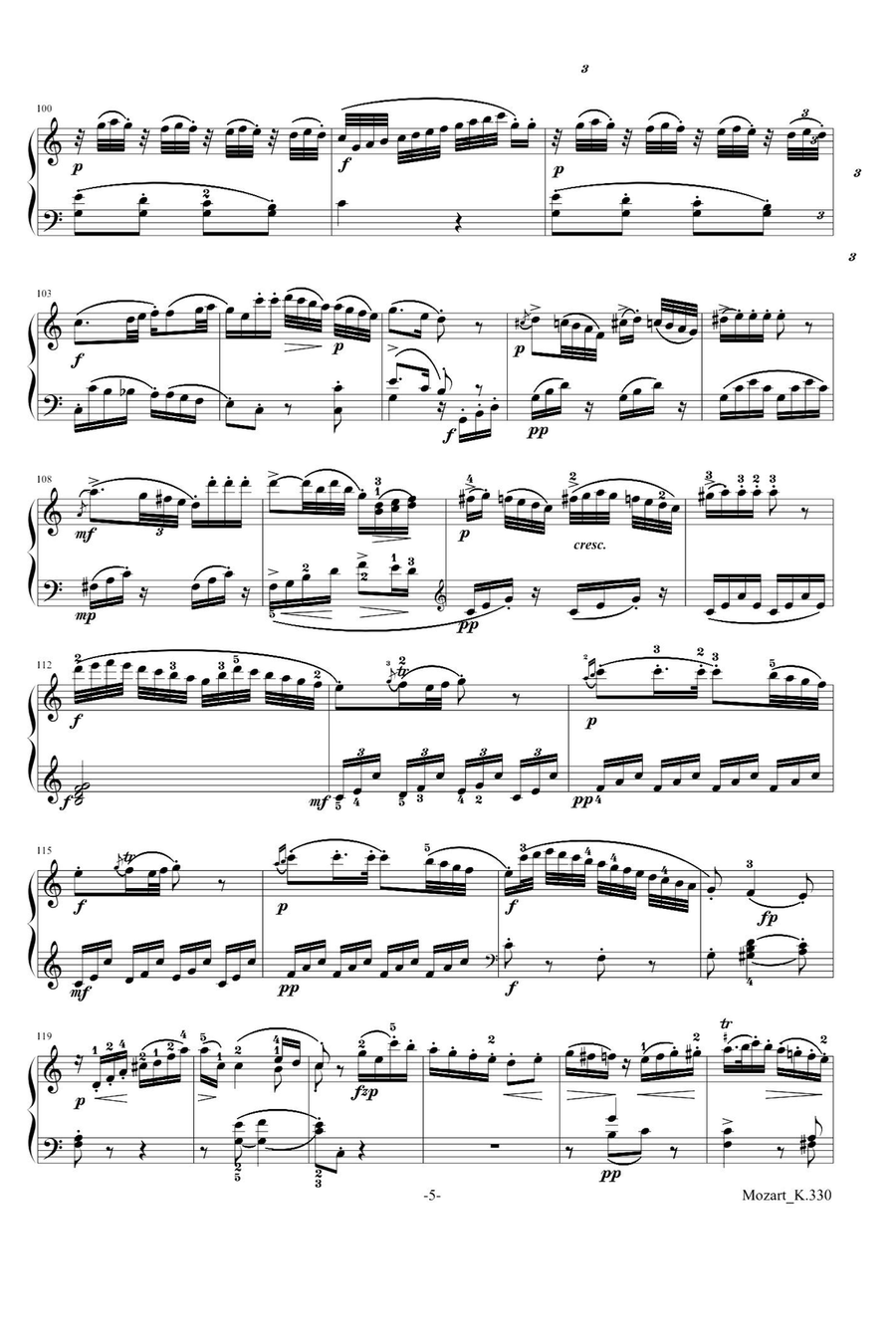 Piano Sonata NO.10 K.330 - Wolfgang Amadeus Mozart Piano Solo scores gallery preview page 5
