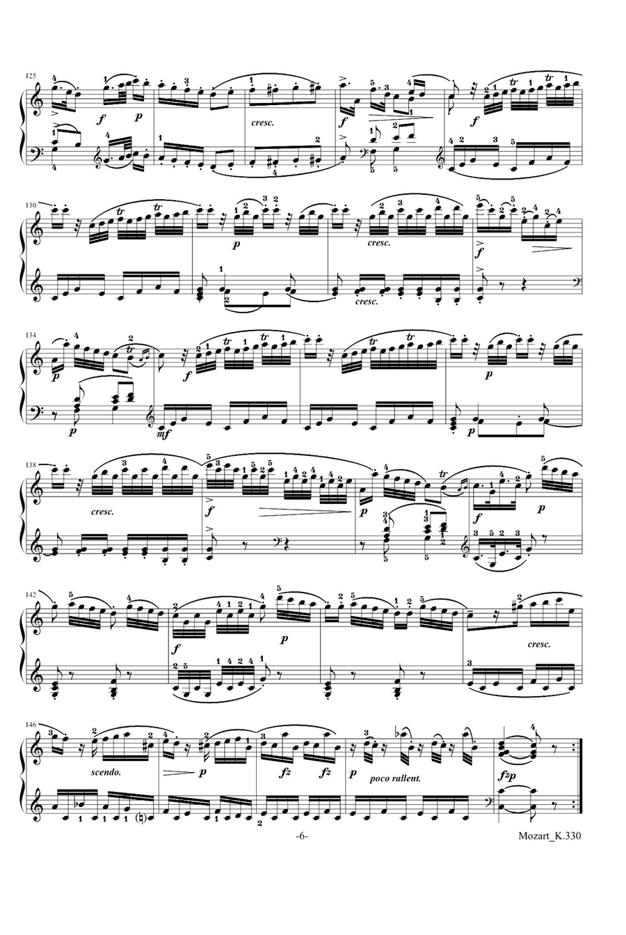 Piano Sonata NO.10 K.330 - Wolfgang Amadeus Mozart Piano Solo scores gallery preview page 6