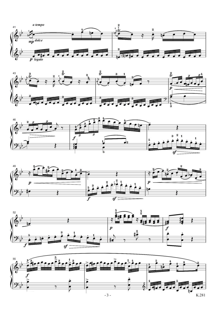 Piano Sonata NO.3 K.281 - Wolfgang Amadeus Mozart Piano Solo scores gallery preview page 3