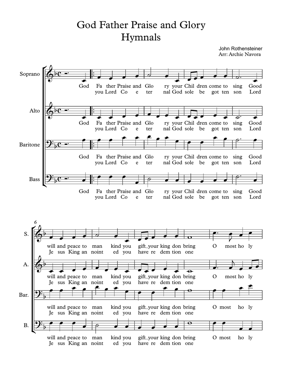 God Father Praise and Glory 4-Part scores gallery preview page 1