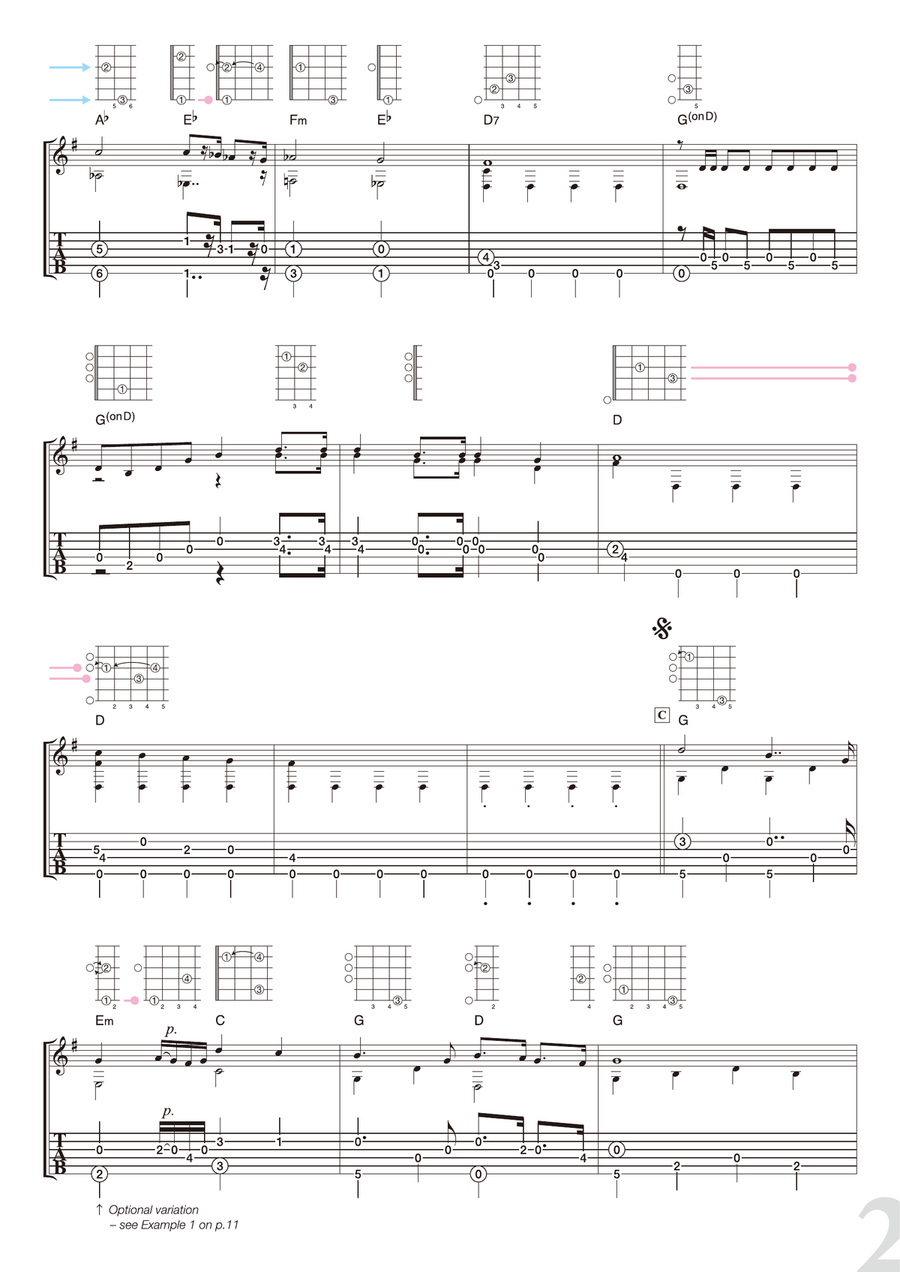 Wagner : Festive March (from “Tannhauser” ) [for solo acoustic guitar] Acoustic Guitar scores gallery preview page 2