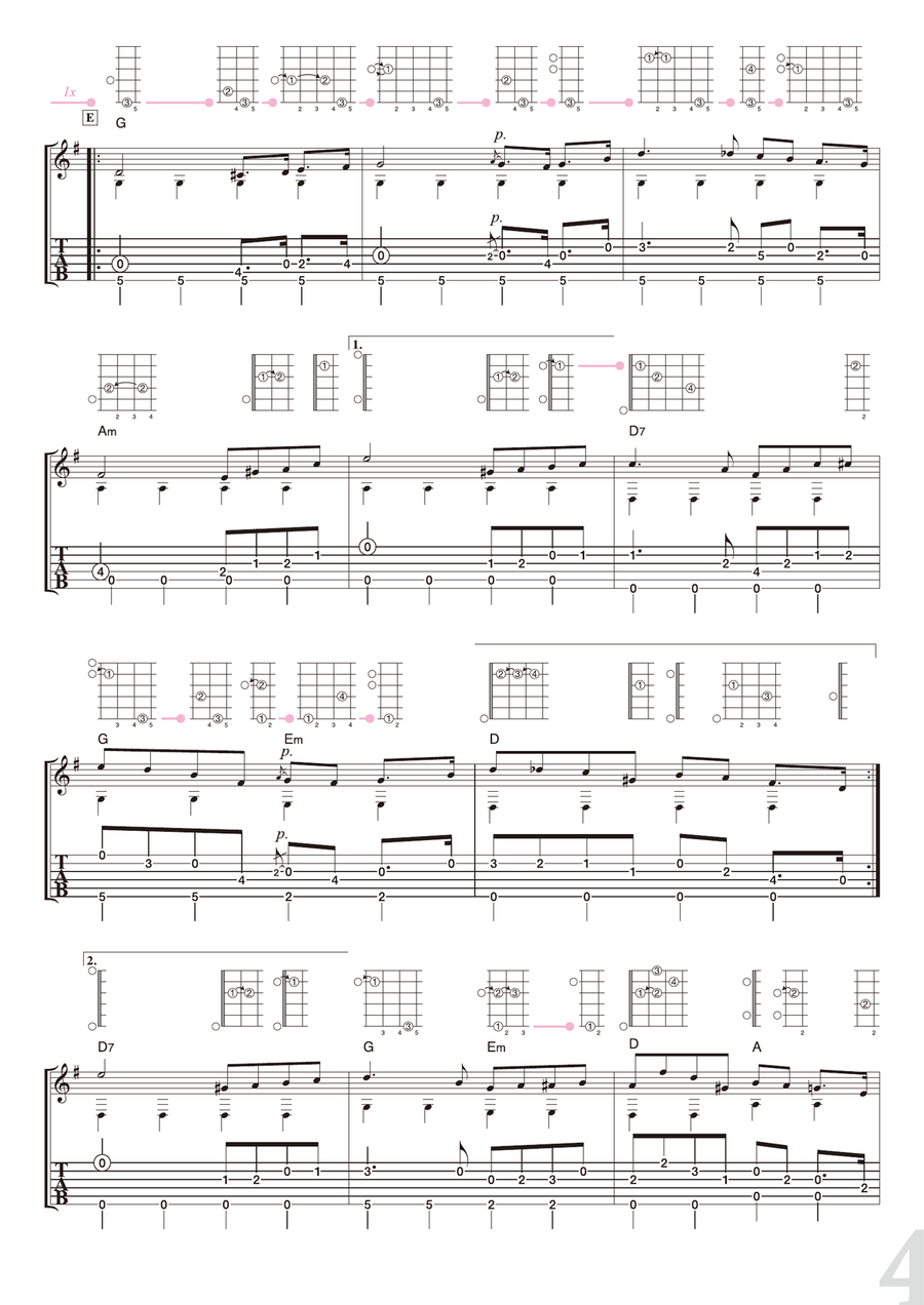 Wagner : Festive March (from “Tannhauser” ) [for solo acoustic guitar] Acoustic Guitar scores gallery preview page 4