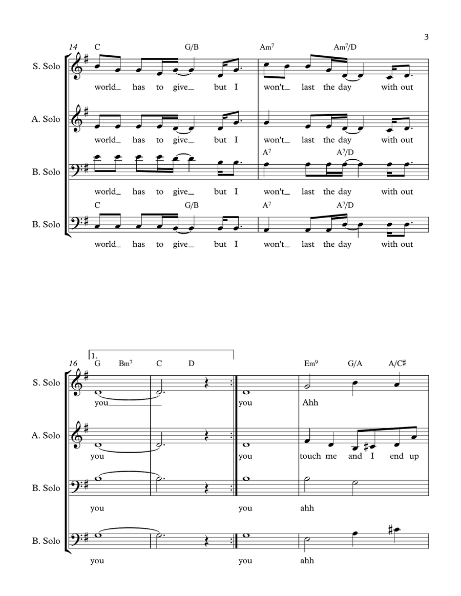 I wont last the day without you 4-Part scores gallery preview page 3
