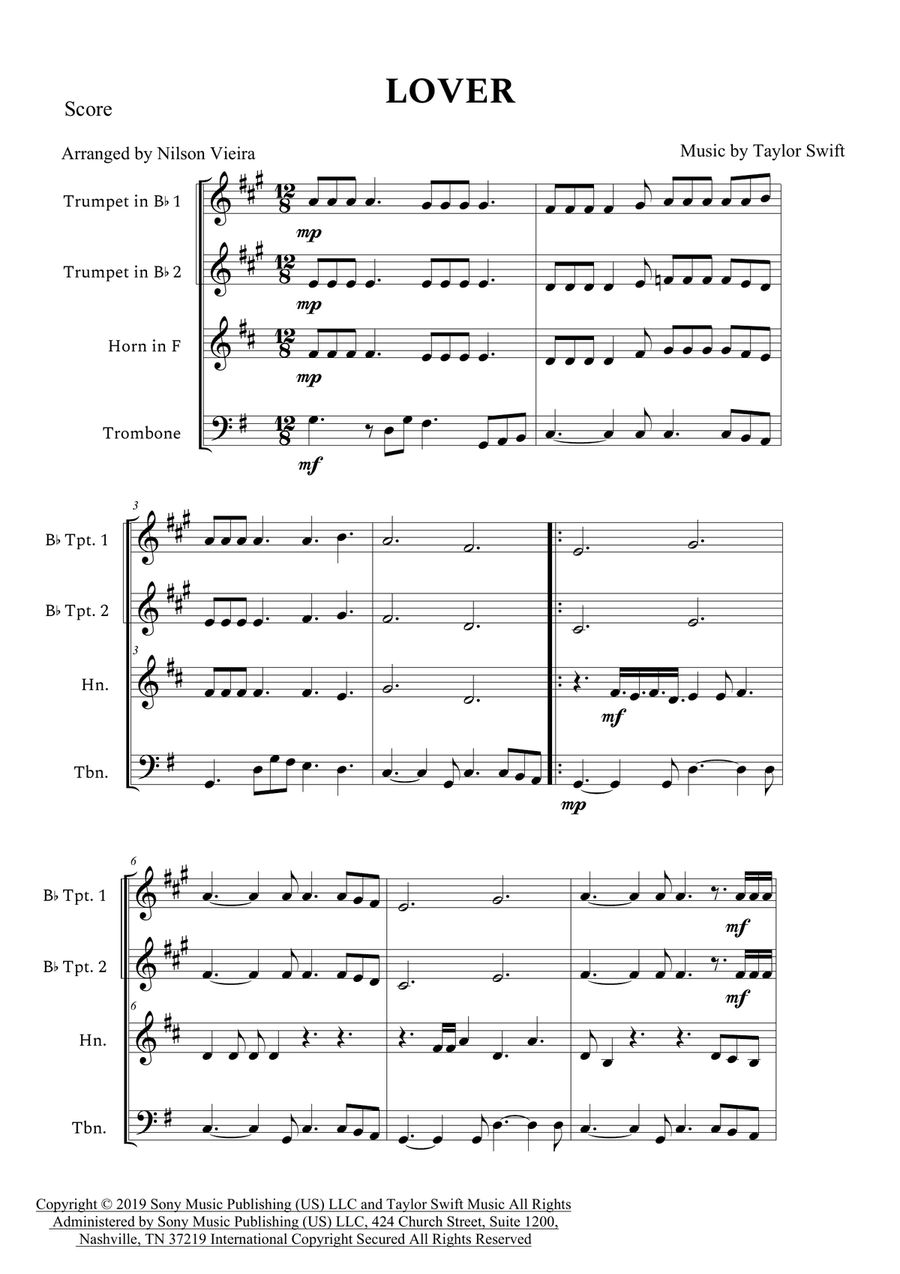 Lover Brass Quartet scores gallery preview page 1