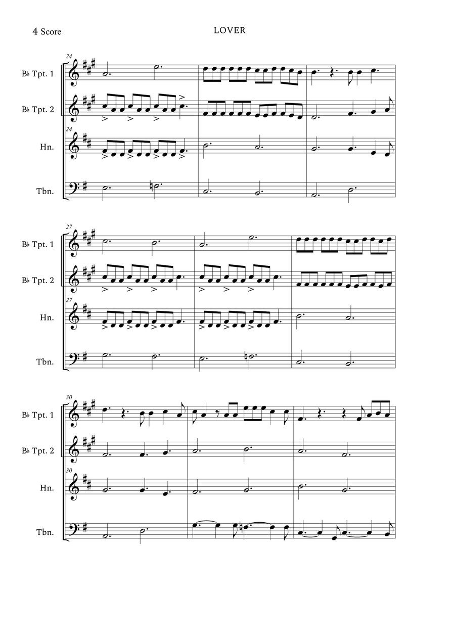 Lover Brass Quartet scores gallery preview page 4