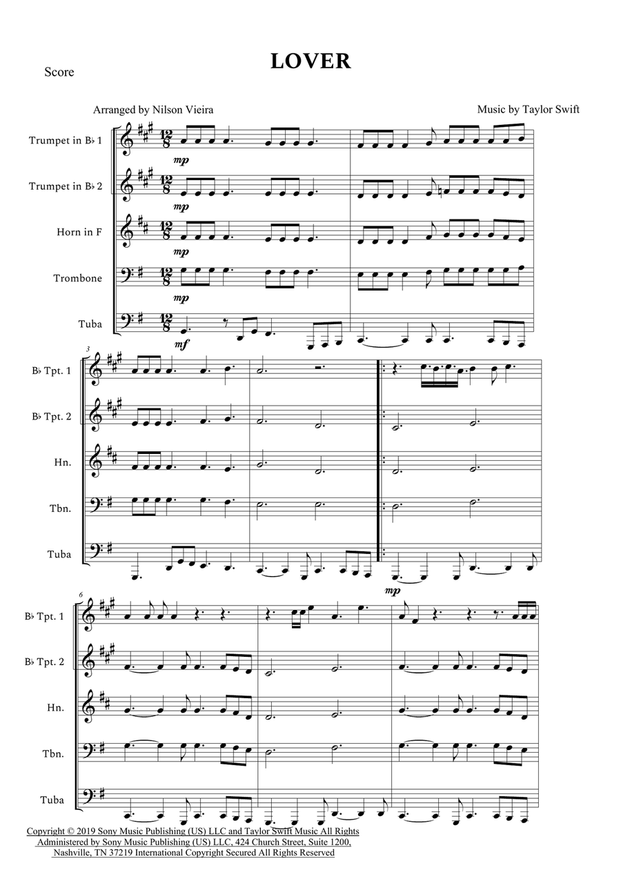 Lover Brass Quintet scores gallery preview page 1