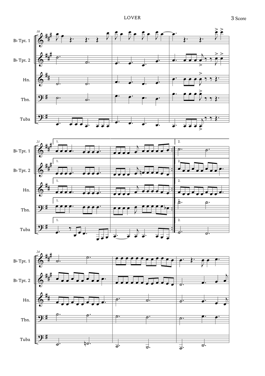 Lover Brass Quintet scores gallery preview page 3
