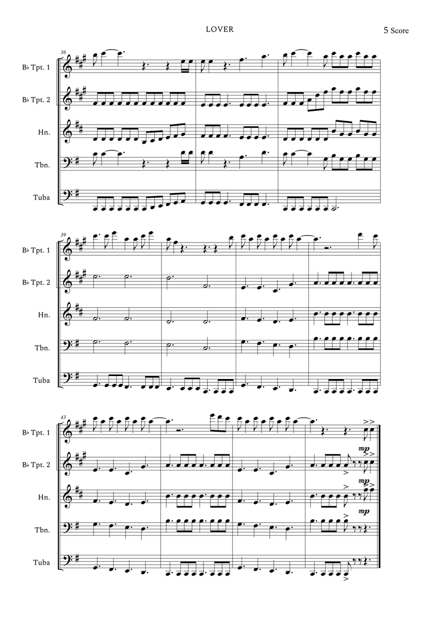 Lover Brass Quintet scores gallery preview page 5
