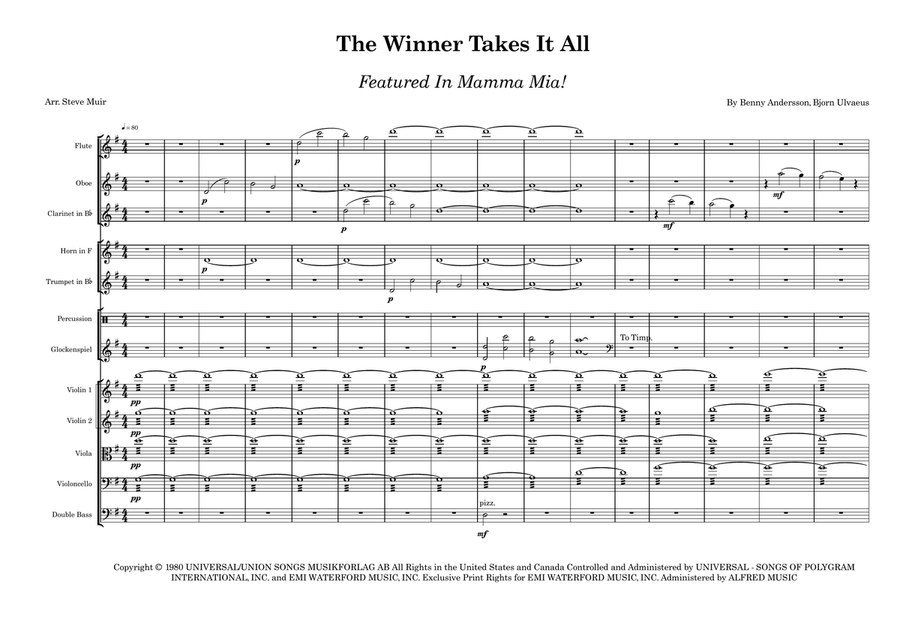 The Winner Takes It All - Score Only Chamber Music scores gallery preview page 1