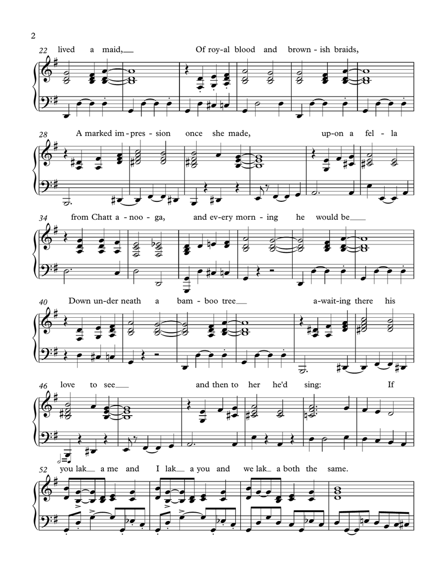 Under the Bamboo Tree Piano Solo scores gallery preview page 2