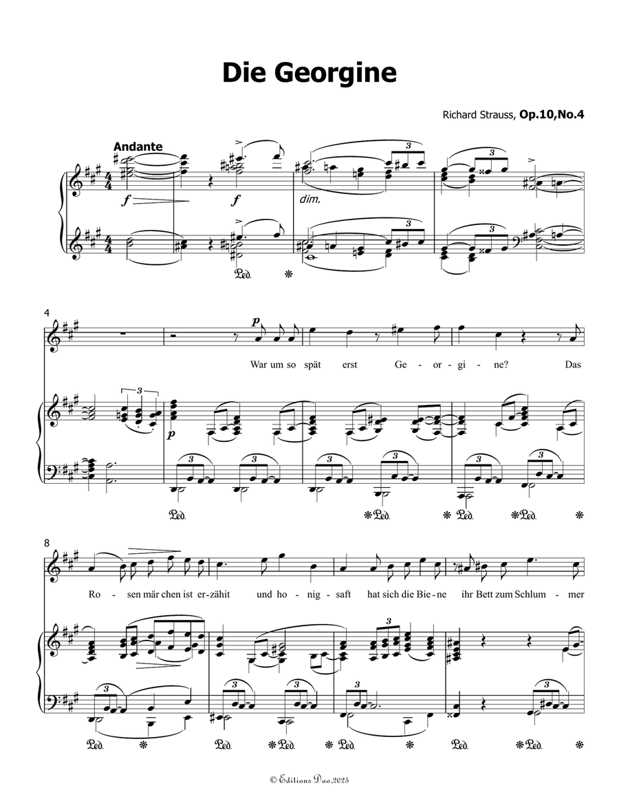 Die Georgine, by Richard Strauss, Op.10 No.4, in f sharp minor Piano, Vocal scores gallery preview page 3