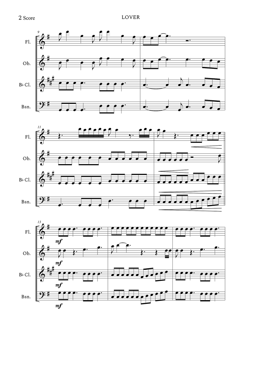 Lover Woodwind Quartet scores gallery preview page 2