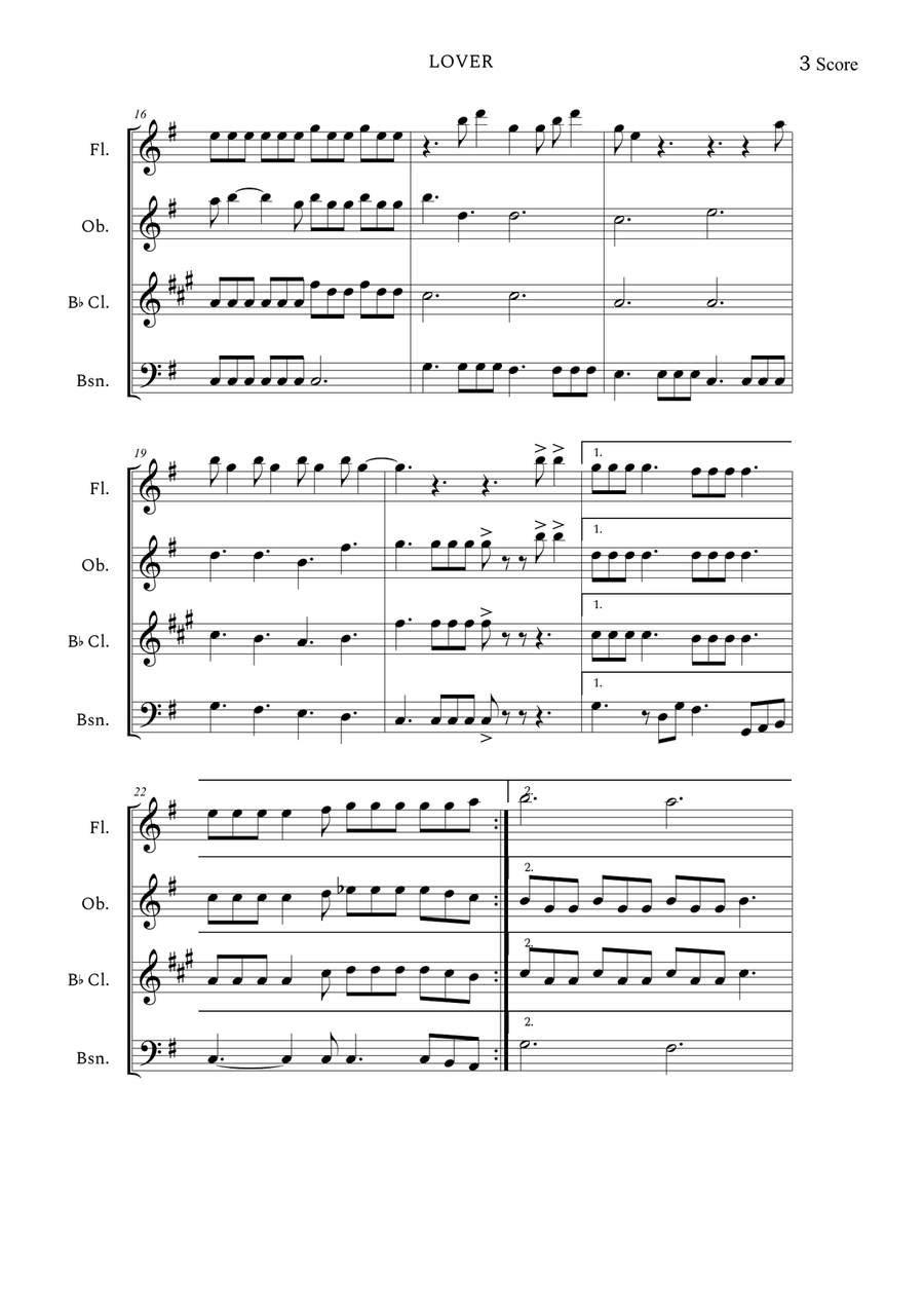 Lover Woodwind Quartet scores gallery preview page 3