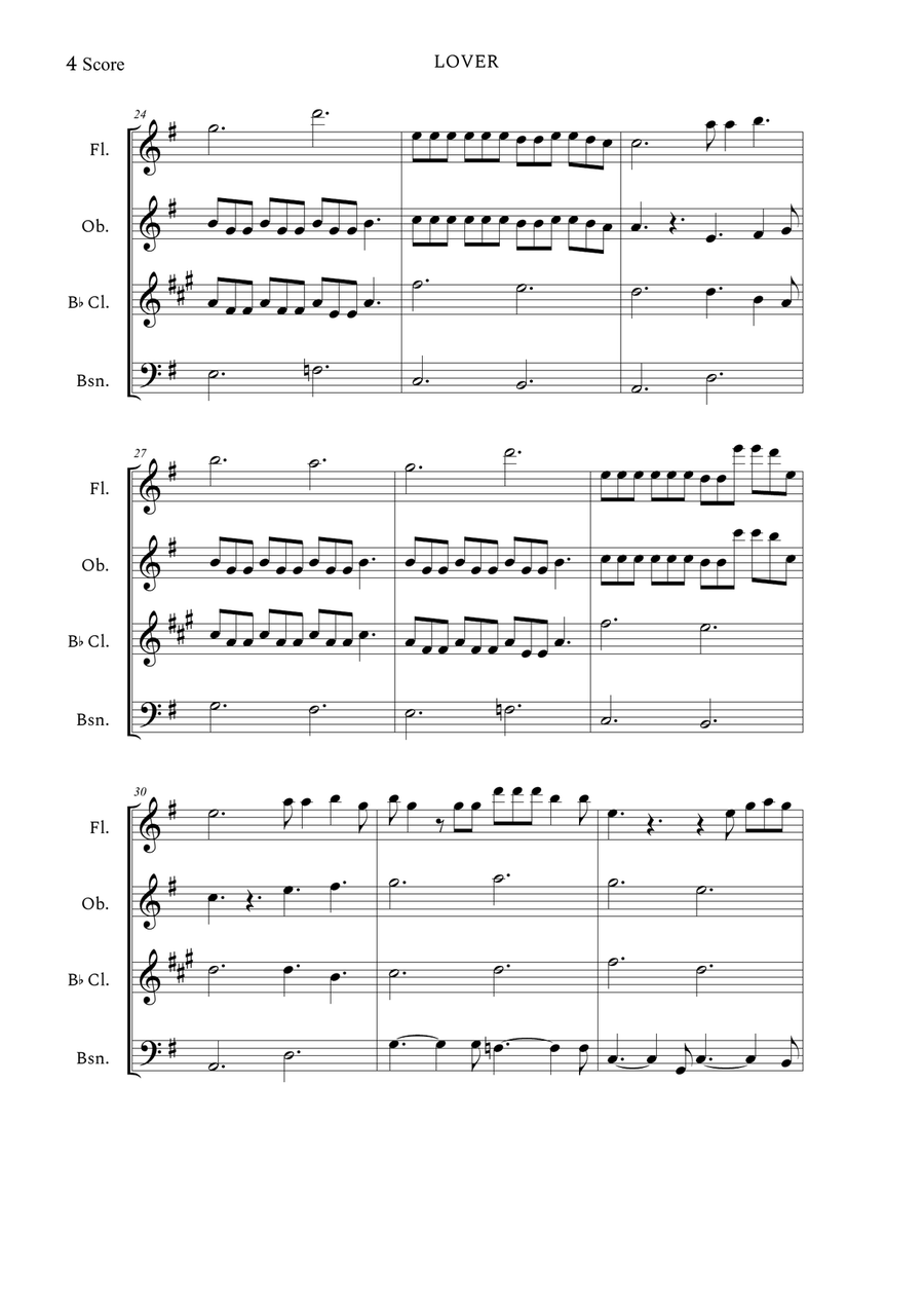 Lover Woodwind Quartet scores gallery preview page 4