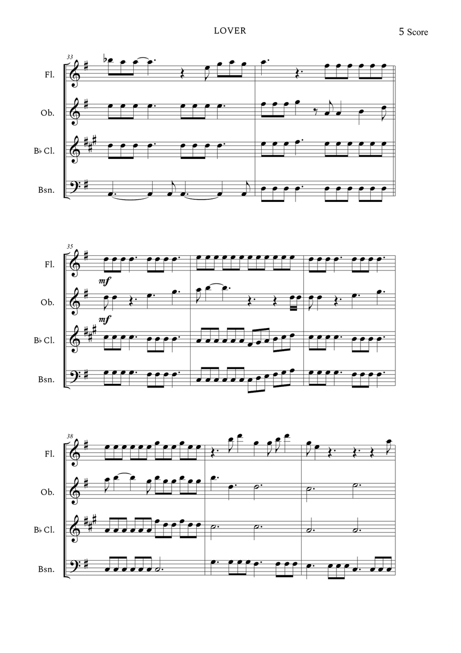 Lover Woodwind Quartet scores gallery preview page 5