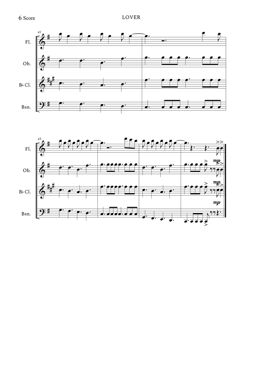 Lover Woodwind Quartet scores gallery preview page 6