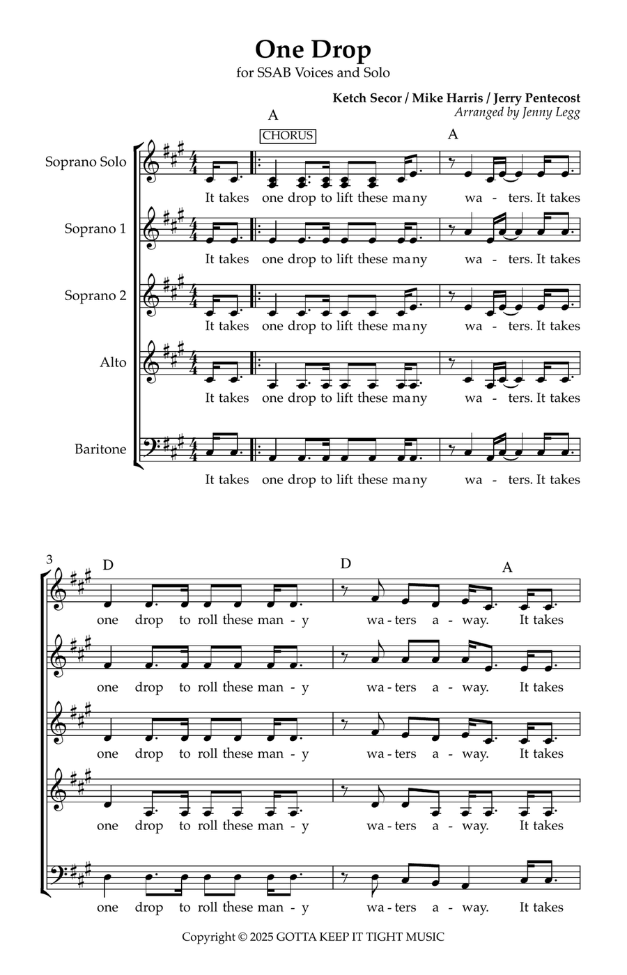 One Drop One Drop 3-Part scores gallery preview page 1