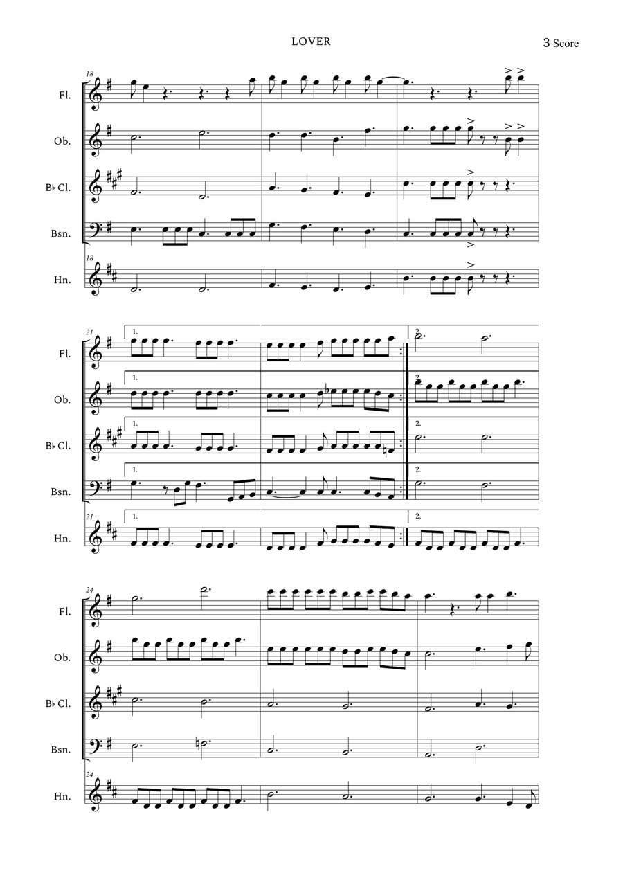 Lover Woodwind Quintet scores gallery preview page 3