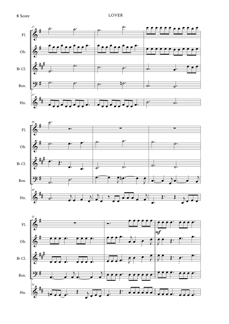 Lover Woodwind Quintet scores gallery preview page 4