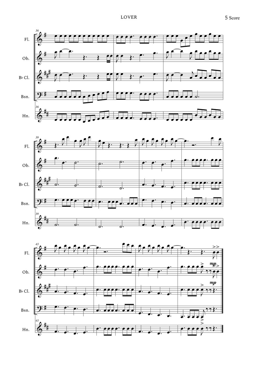 Lover Woodwind Quintet scores gallery preview page 5