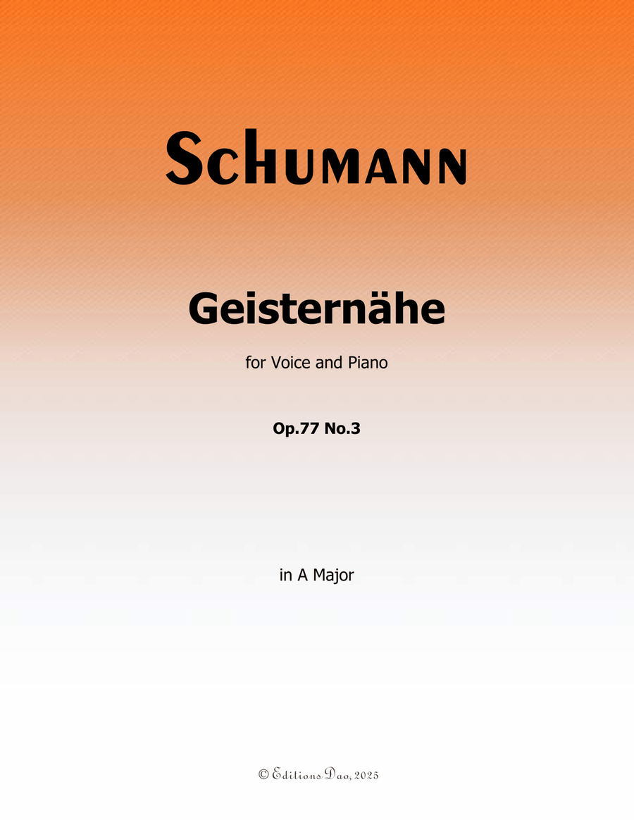 Geisternahe, by Schumann, Op.77 No.3, in A Major Piano, Vocal scores gallery preview page 1