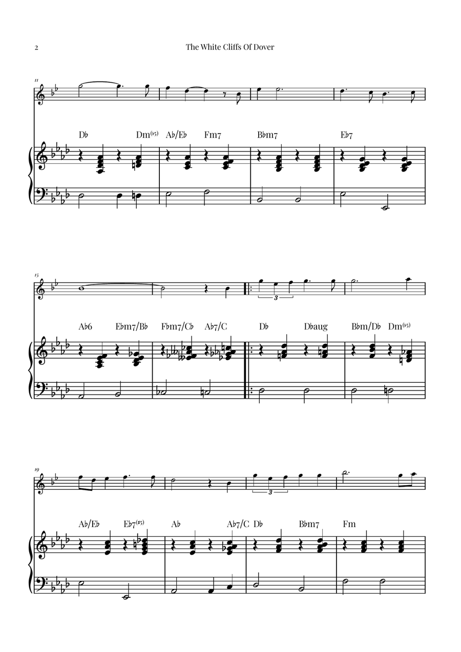 (There'll Be Bluebirds Over) The White Cliffs Of Dover Soprano Saxophone scores gallery preview page 2
