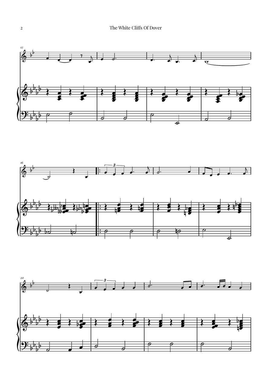 (There'll Be Bluebirds Over) The White Cliffs Of Dover B-Flat Trumpet scores gallery preview page 2