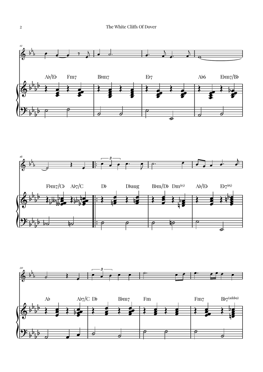 (There'll Be Bluebirds Over) The White Cliffs Of Dover Piano scores gallery preview page 2