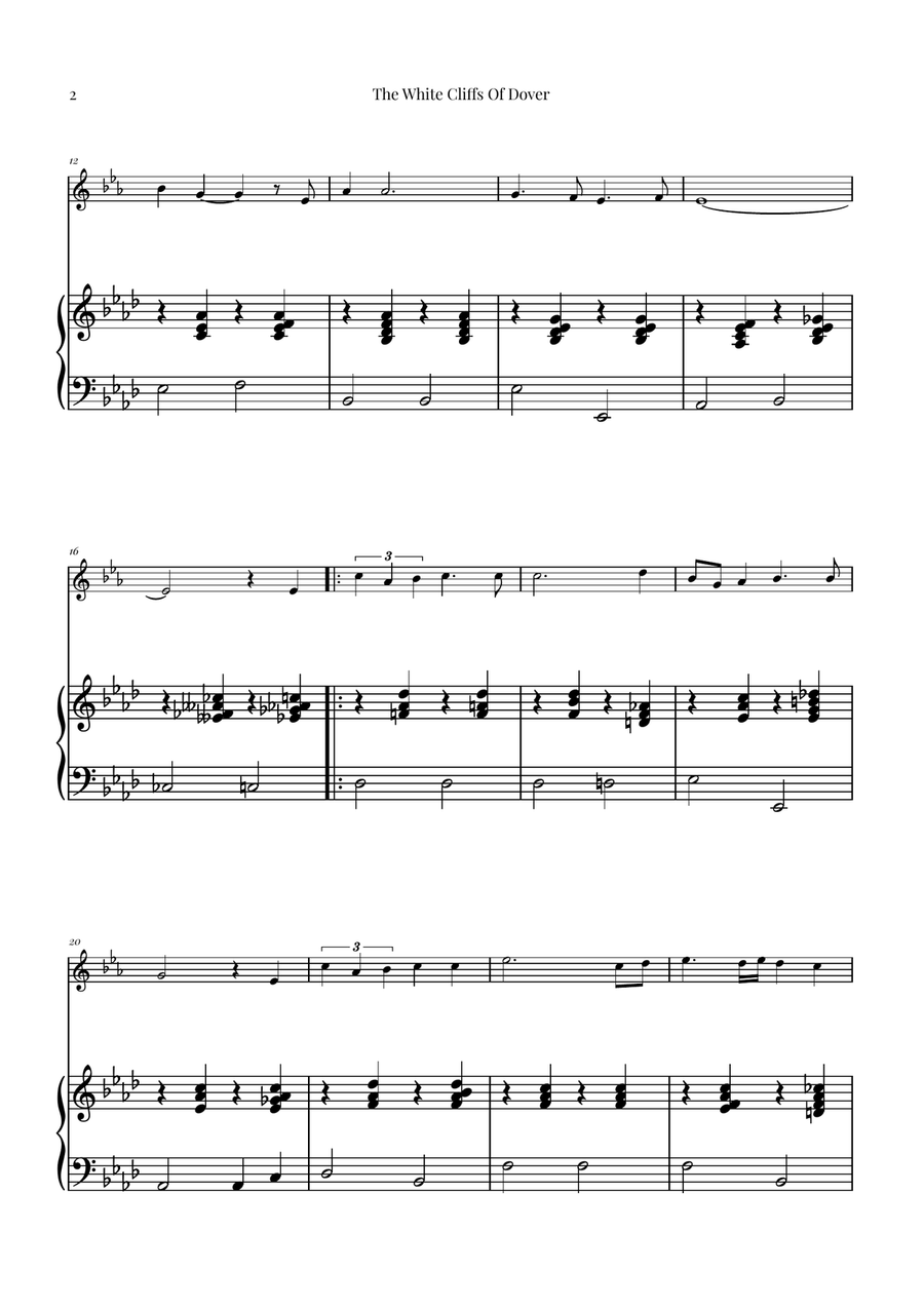 (There'll Be Bluebirds Over) The White Cliffs Of Dover Piano scores gallery preview page 2