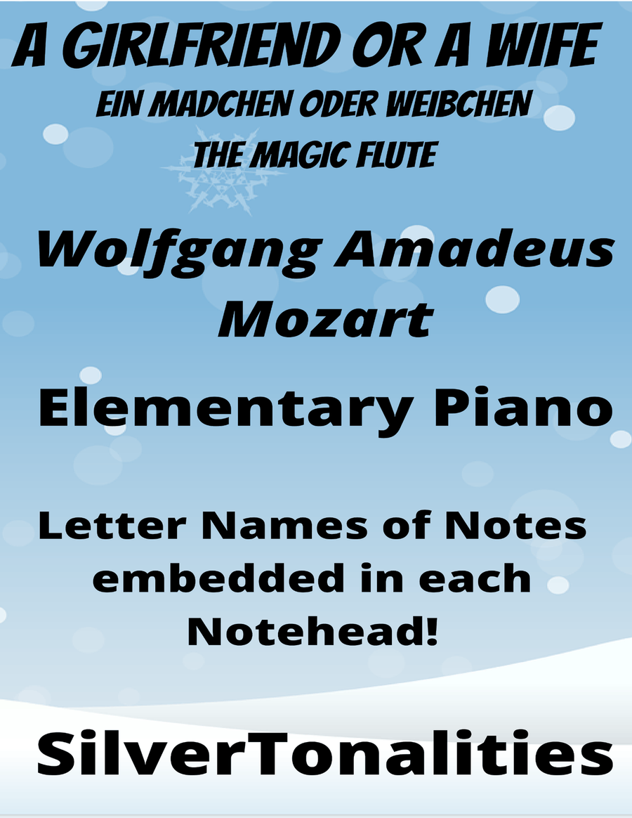 A Girlfriend or a Wife the Magic Flute Easy Elementary Piano Sheet Music Easy Piano scores gallery preview page 1
