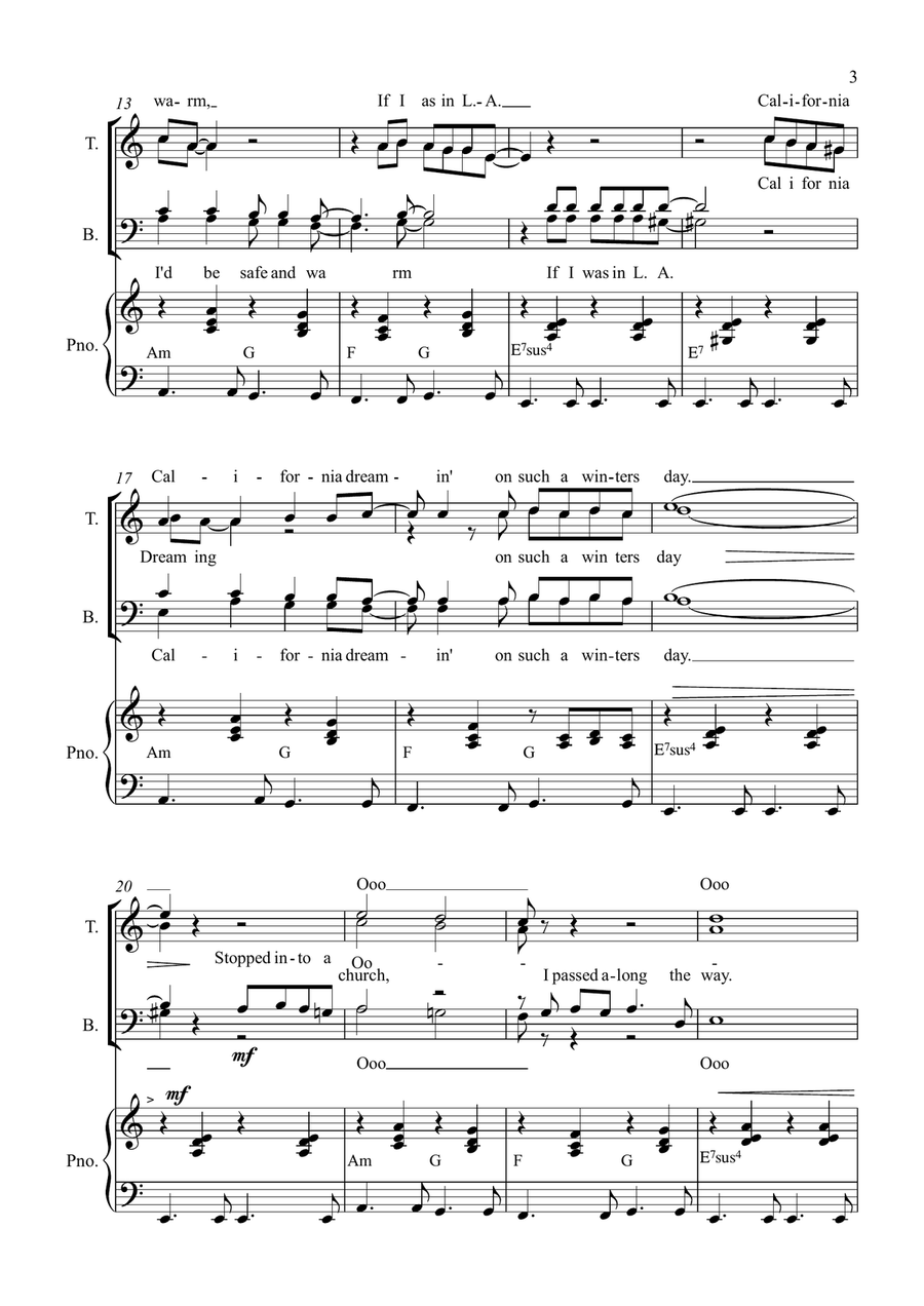 California Dreamin' California Dreamin' TTBB scores gallery preview page 3