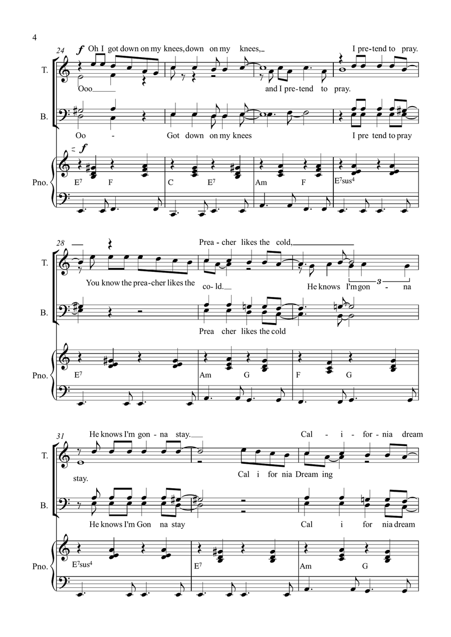 California Dreamin' California Dreamin' TTBB scores gallery preview page 4