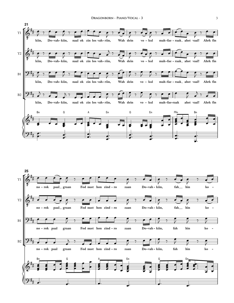 Dragonborn (Skyrim Theme) TTBB scores gallery preview page 3