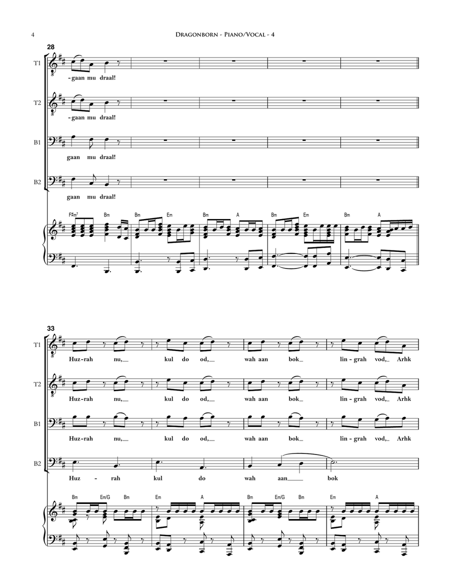 Dragonborn (Skyrim Theme) TTBB scores gallery preview page 4