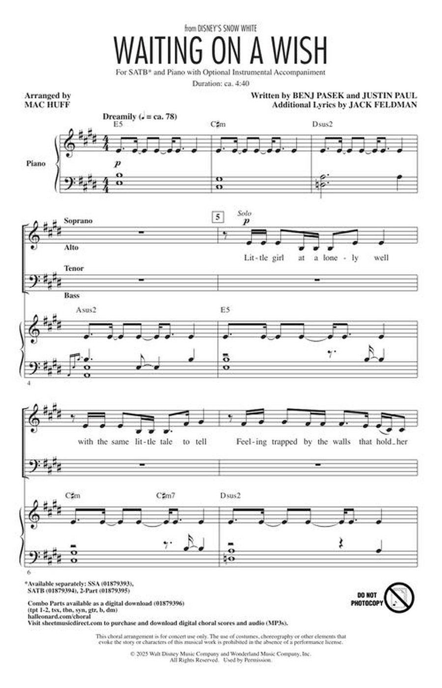 Waiting on a Wish Waiting on a Wish 4-Part scores gallery preview page 3