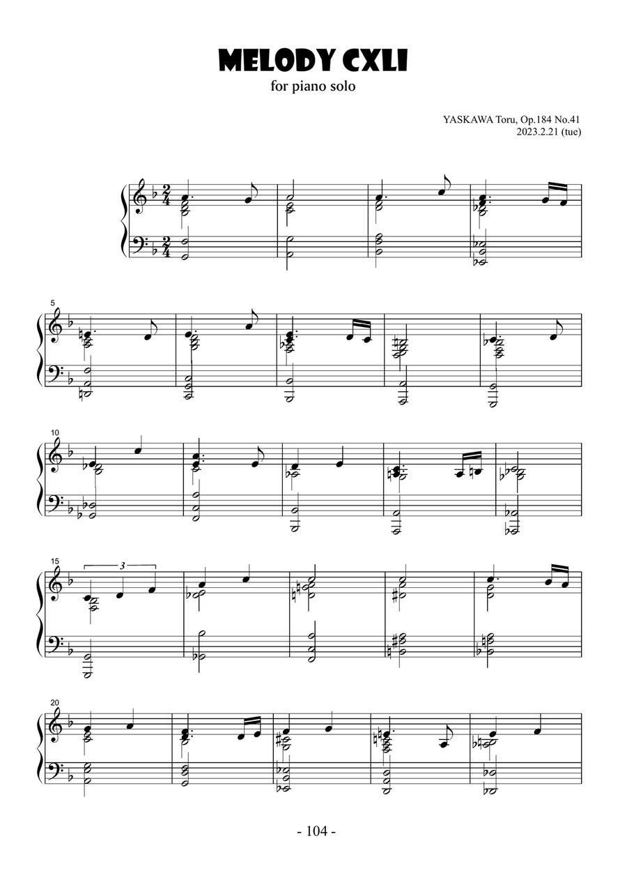 Melody No.141, F major, Op.184 No.41 Piano Solo scores gallery preview page 2