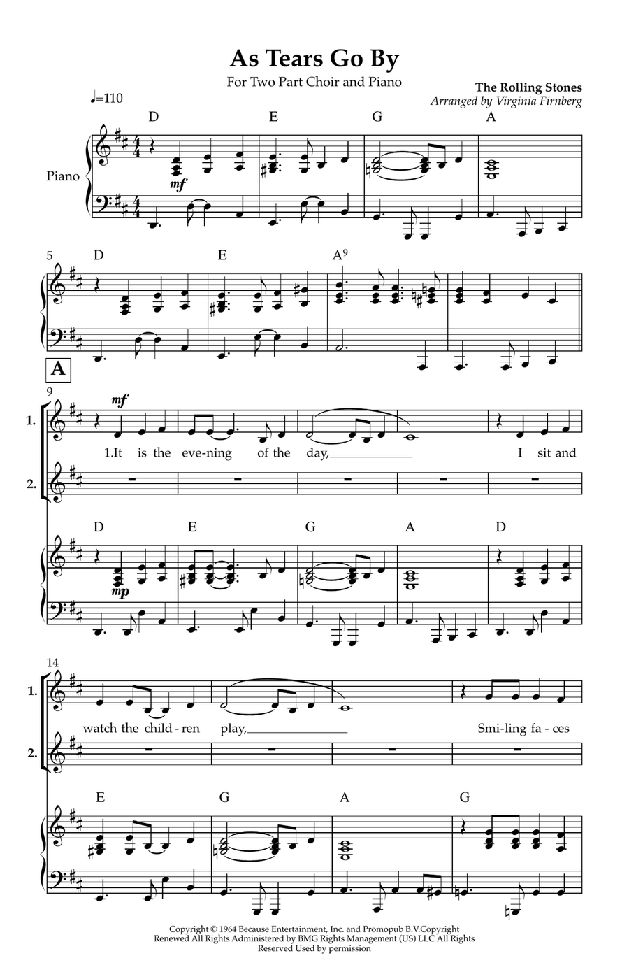 As Tears Go By As Tears Go By 2-Part scores gallery preview page 1
