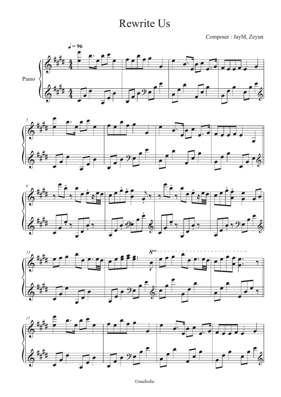 Rewrite Us Rewrite Us Easy Piano scores gallery preview page 1