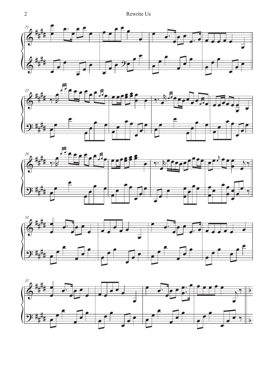 Rewrite Us Rewrite Us Easy Piano scores gallery preview page 2